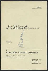 Robert MANN (Violinist): Signed JUILLIARD QUARTET Program - Picture 1 of 2