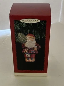 New Woodland Santa -  Hallmark Keepsake Ornament ~ Pressed Tin ~ Dated 1996   - Picture 1 of 9