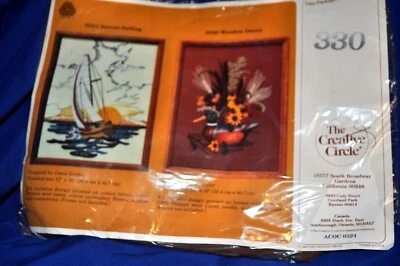 UNUSED Vtg WOODEN DECOY Printed Embroidery Kit 330, FALL  Creative Circle 1983 - Image 1 of 3