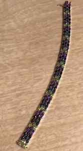 DK 925 Sterling Silver Gemstone 3 Row Variety Tennis Bracelet Amethyst Peridot - Picture 1 of 5