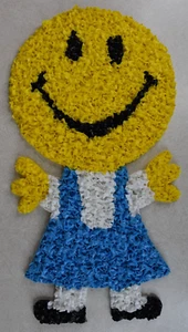Vintage 1970s Melted Plastic Popcorn Wall Decoration Smiley Face 18.75" Tall - Picture 1 of 2