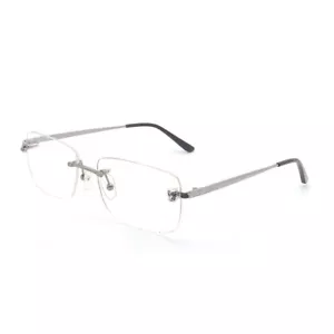 RSINC Importiert Herren Rahmenlose Brille Metall Silber Schwarz Katze Eye-Ware - Bild 1 von 8