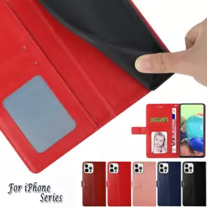 Flip Card Wallet Leather Phone Case For iPhone 13 12 11 Pro Max XR XS X 7 8 SE - Picture 1 of 16
