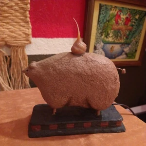 Lámpara de cerdo Creations arte popular de David Vickie Jean - Imagen 1 de 7