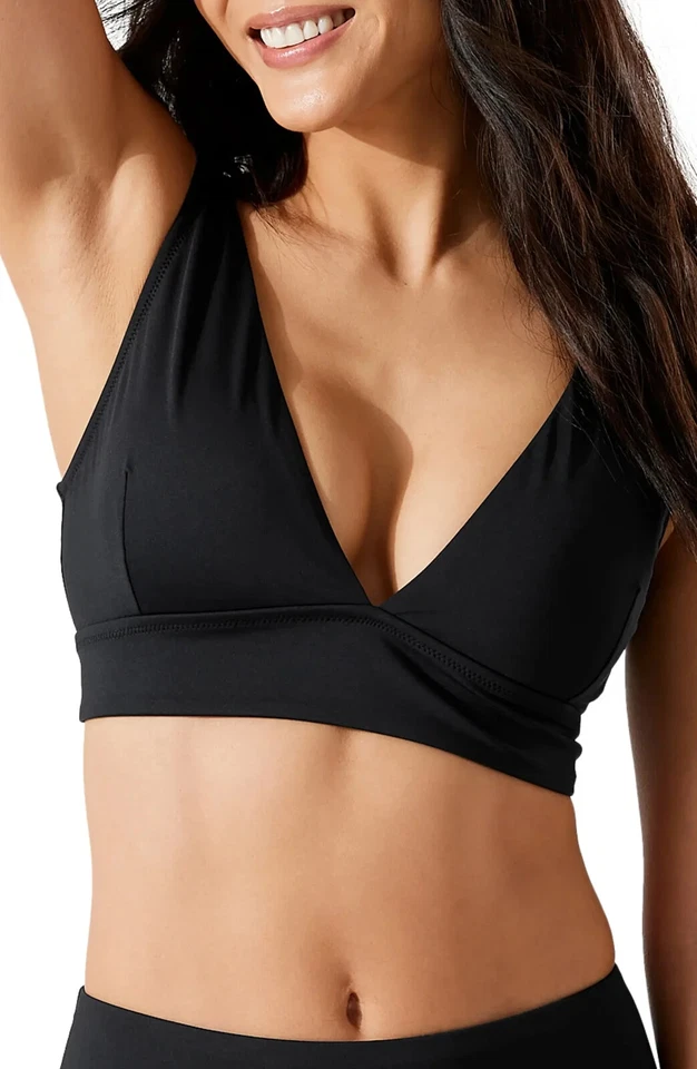 Tommy Bahama Palm Modern Triangle Bikini Top V-Neck Black L73635 Womens Size M - Image 1 of 3
