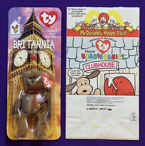 McDonalds TY Beanie Babies lot RARE 1999 Britannia Bear w/ Errors Tush Tag 1993 - Picture 1 of 10