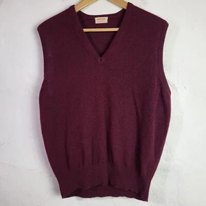 Jaeger Mens UK42 Vintage Sweater Vest Lambswool Burgundy Thin Knit Sleeveless - Picture 1 of 10