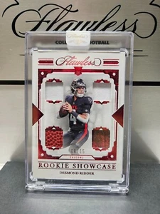 2022 Panini Flawless Desmond Ridder Rookie Showcase Quad Patch SP Red Ruby 08/15 - Picture 1 of 3