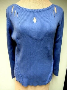 Vintage Pierre Cardin Stretch Baumwolle Strick Pullover Oberteil Modifiziert Periwinkle Blau L EU - Bild 1 von 9