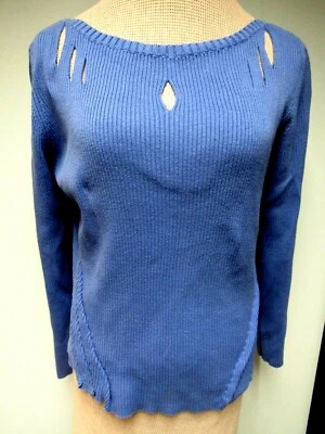 VTG PIERRE CARDIN Stretch Cotton Knit Sweater Top Modified Periwinkle Blue L  EU - Image 1 of 4