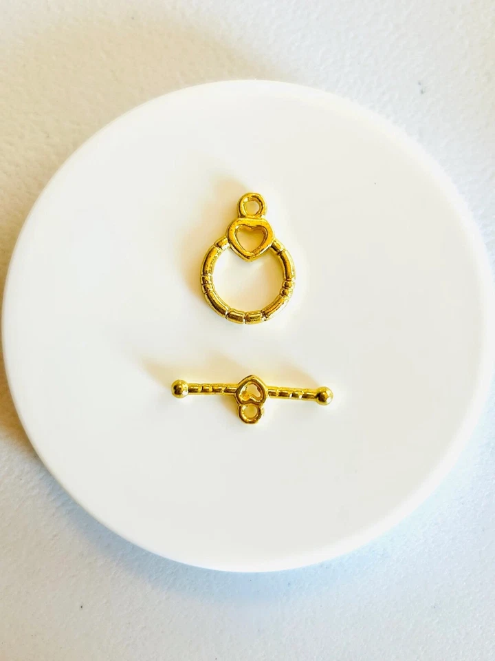 12mm Gold Finished Pewter Heart Toggle Clasps 10 Sets - Image 1 of 1