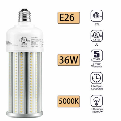 LED Corn Bulb E26 Medium Base Garage Workshop Factory Light 36W 5000K Daylight - Image 1 of 4