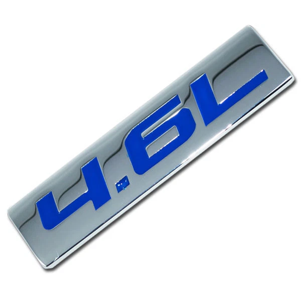 CHROME/BLUE METAL 4.6L ENGINE RACE MOTOR SWAP EMBLEM BADGE FOR TRUNK HOOD DOOR - Image 1 of 1