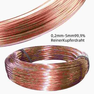 T2 99,9 % Reiner Kupferdraht, Rund, Massiv, Unbeschichtet, Ø 0,2 mm bis Ø 5 mm - Picture 1 of 10