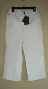 St. John Sport Ivory Cream Cotton Stretch Cropped Capris Pants 6 - Picture 1 of 5