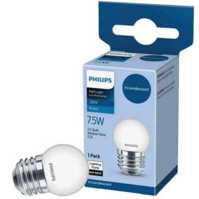 GE Specialty Nightlight Bulb S11, 7.5W Medium Base, White 120 Volts New - Image 1 of 2