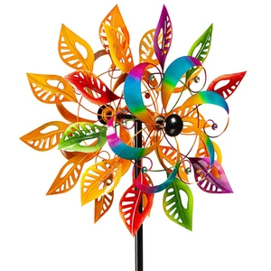 75"H Colorful Filigree Leaves Wind Spinner - Picture 1 of 6