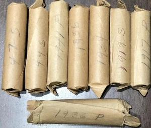 1917 1919-S 1934 1936 1941 1944-S 1947-S LINCOLN WHEAT CENT PENNY 8 ROLL LOT - Picture 1 of 4