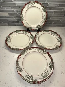 Robert Stanley HOME COLLECTION~11” Christmas/Holiday Plate~Plaid & Pine~Set of 4 - Picture 1 of 10