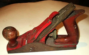 VINTAGE SEARS WOOD PLANE #107-37033 ? RED WITH WOOD HANDLES - Picture 1 of 4