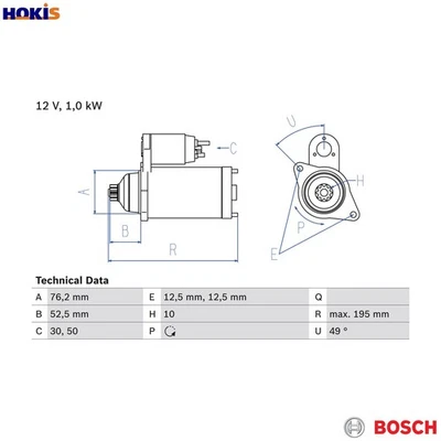 STARTER 0 986 020 220 FOR SKODA OCTAVIA/II/Combi LAURA FABIA VW BORA/IV/JETTA - Image 1 of 4