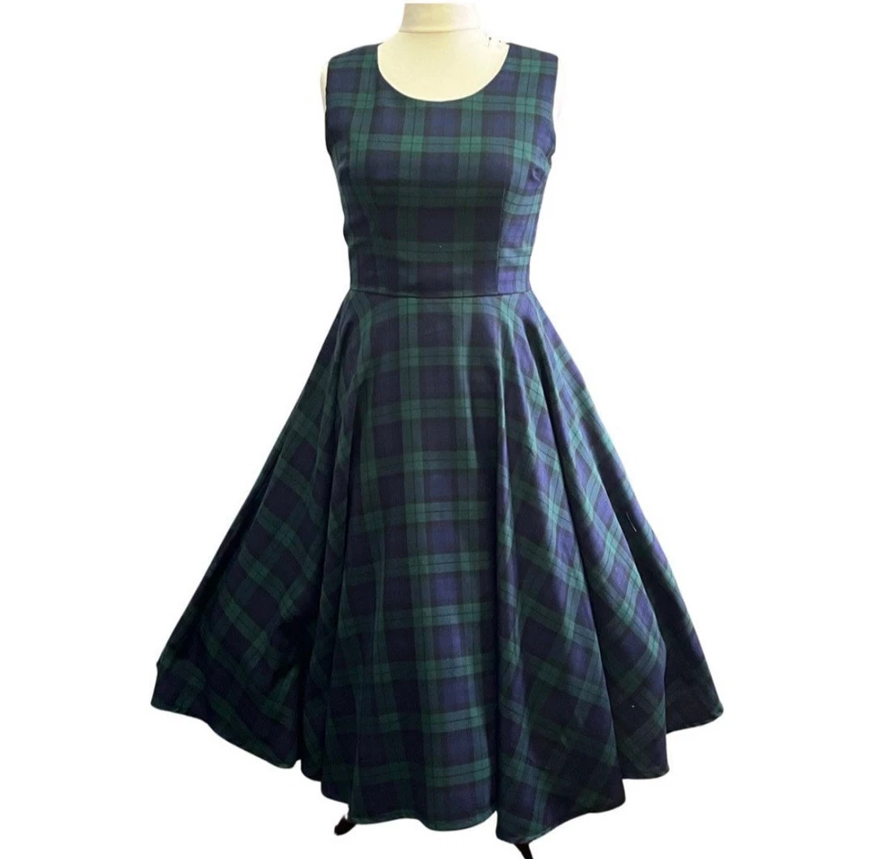 Ladies Vintage Style Tartan Scottish Circle Dress Size 12 New Blackwatch - Image 1 of 1