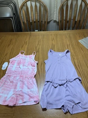 NWT XS (4-5) Wonder Nation 2 Pack Knit Romper Dress Purple & Pink/white - Image 1 of 4