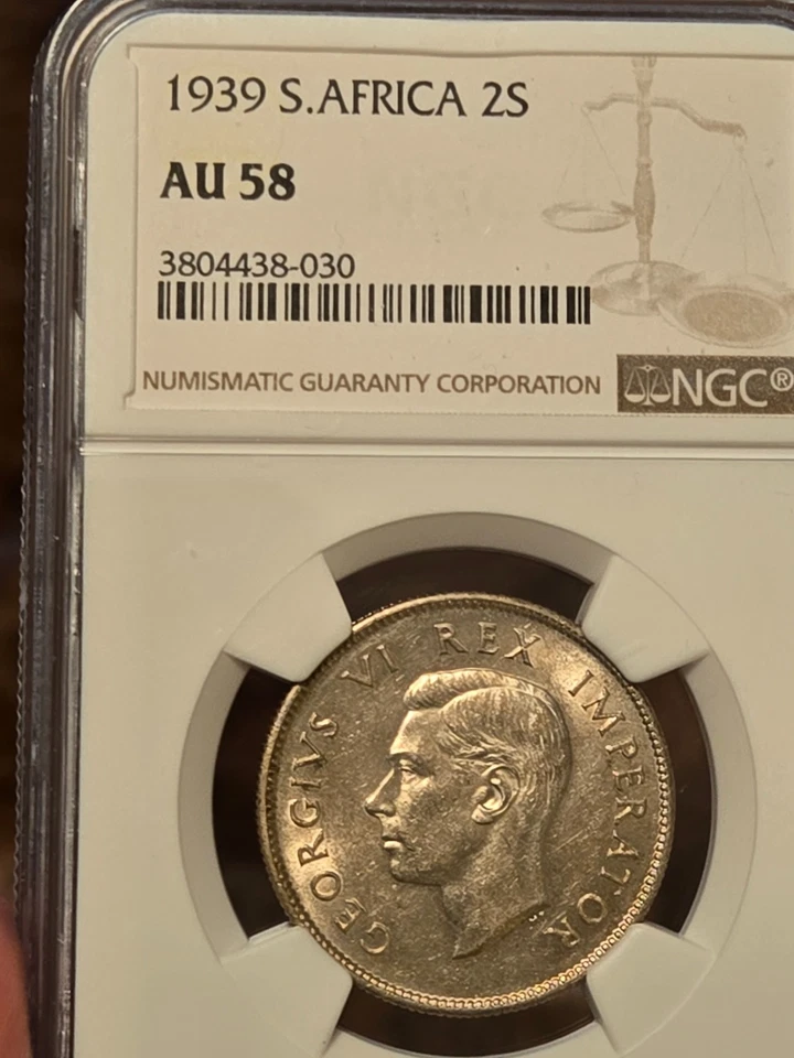 1939 África do Sul 2 Xelins NGC aUNCERY BOM ESPÉCIME - Imagem 1 de 2