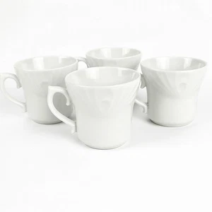 Set of 4 Dudson Fine China White Coffee Mugs Cups England Stoke-on-Trent Vintage - Picture 1 of 9