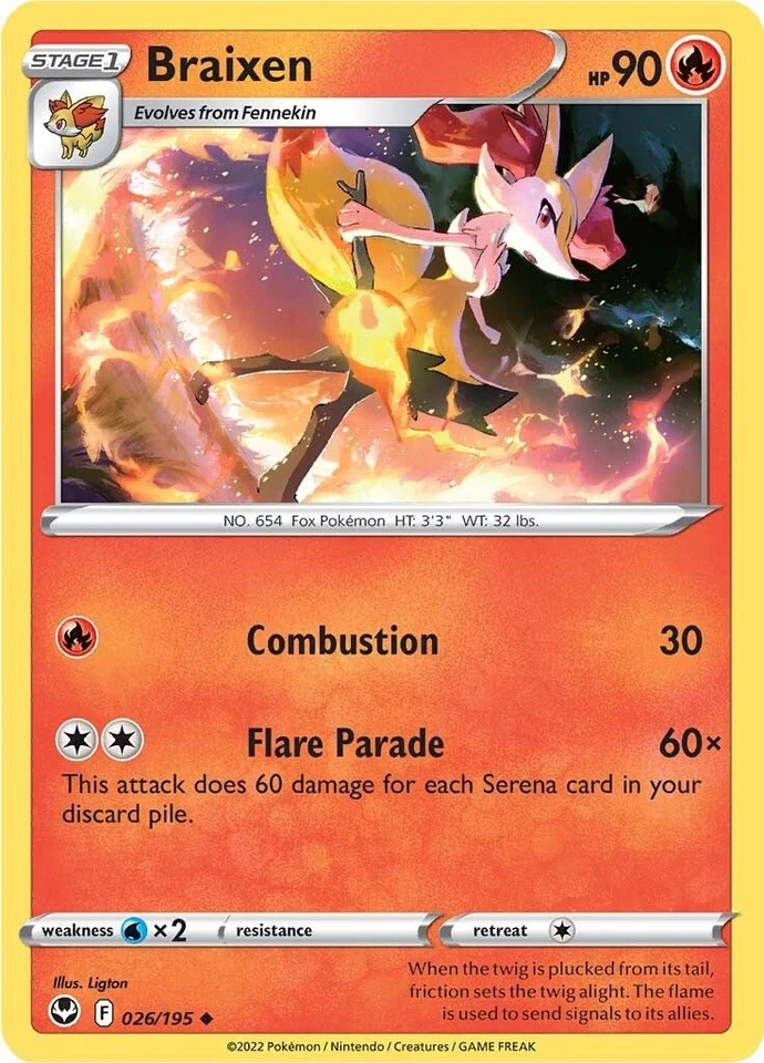 Braixen (026/195) [Sword & Shield: Silver Tempest] Near Mint Reverse Holofoil - Image 1 of 1