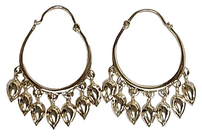 Pendientes de aro Doug Paulus de plata de ley 925 con pera invertida cuelga India 1,5" Foto 1 de 4