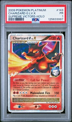 PSA 1 2009 Pokemon Platinum Supreme Victors Charizard G Lv.X Holo Foil 143/147 - Image 1 of 2