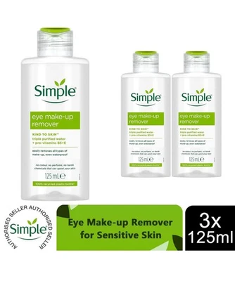 Simple Kind to Eye, Eye make up Remover, 3 Packs of 125ml - Image 1 of 2