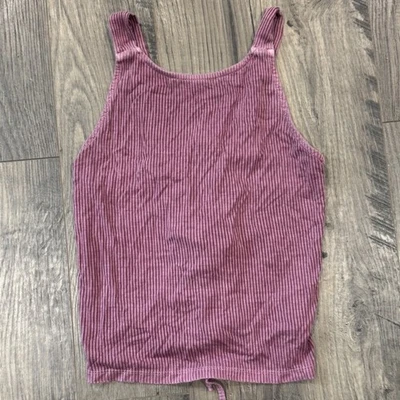 Топ безрукавка женский American Eagle Outfitters ребристый XS на шнуровке сзади розовый - Изображение 1 из 4