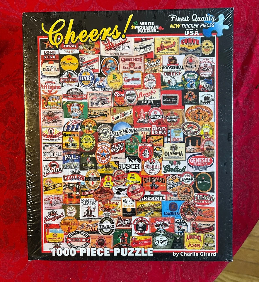 Rompecabezas White Mountain “CHEERS” etiquetas de cerveza 1000 piezas TOTALMENTE NUEVO envuelto Foto 1 de 1