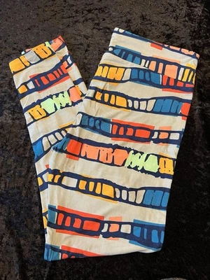 Leggings LuLaRoe Alto y Curvilíneo TC Azul Gris Rojo Amarillo Rosa Rayas tiro alto Nuevos sin Etiquetas Foto 1 de 4