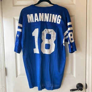 Champion Indianapolis Colts Peyton Manning #18 Men’s Football Jersey Blue READ - Picture 1 of 18