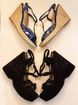 LOTE de zapatos sandalia de cuña de plataforma vintage talla 7/8 COMO ESTÁN - LEE LA DESCRIPCIÓN Foto 1 de 4