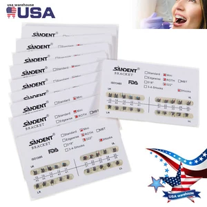 10 packs USA Dental Orthodontic Metal Bracket Braces Mini Roth 022 Slot 3 Hooks - Picture 1 of 11