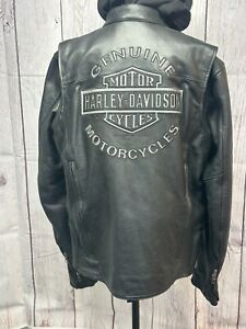 Harley Davidson Reflective Road Warrior veste en cuir 3-en-1 98138-09VT LG TALL