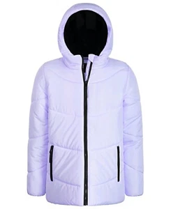 Big Girls Flare Hooded Puffer Lilac color, Size L (14) ~NWT~ - Picture 1 of 10