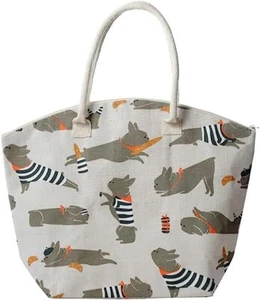 BERTRAND THE FRENCH BULLDOG JUTE BEACH HOLIDAY SHOPPER SHOULDER CARRY BAG PUK - Picture 1 of 3