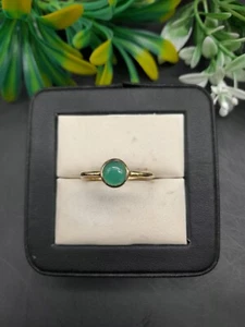 Natural Green onyx Ring / Bezel Set Round Gemstone Ring / Brass Handmade Ring - Picture 1 of 5