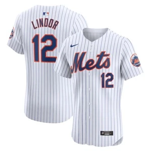 New York Mets Francisco Lindor #12 Nike White 2025 Official MLB Elite Jersey - Picture 1 of 3
