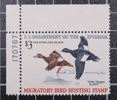 Scott RW36 $3.00 1969 Duck Stamp Used PSE Cert 95J Plate # Single SCV $375.00 - Image 1 of 3