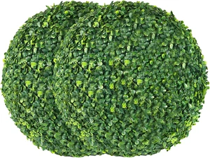 2 PCS 16'' Artificial Plant Topiary Ball for Outdoor, Faux Boxwood Balls Garden - Picture 1 of 9