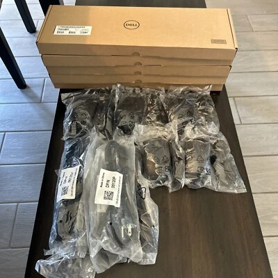 TOTALMENTE NUEVO Dell Teclado y Mouse con Cable y Cables de Alimentación para PC Lote de 5 Juegos Delgados Foto 1 de 4