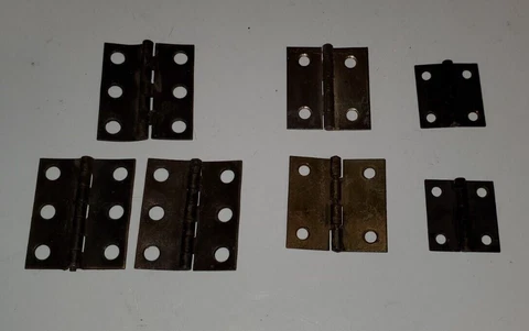 Lot of 7 Vintage Brass Hinges Tarnished Some Have a Look Cover