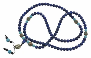 Mala tibetain - Chapelet Lapis Lazuli Ø 8.5mm -avec Perles Turquoise #26741 - Imagen 1 de 2