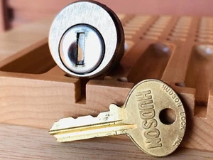 Hudson USPS Postal Lock Cylinder w/ Key Locksport Vintage Dustcover - Picture 1 of 3